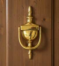 VTG Solid Brass Door Knocker 5.5” Colonial Urn Style w/ Hardware & Original Box picture