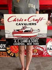 Vintage Style Metal Sign Chris Craft Cavalier NOT Porcelain 24x18 Made USA picture