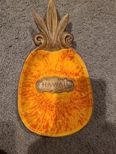 VINTAGE TREASURE CRAFT OF HAWAII MAUI PINEAPPLE ORANGE TRINKET DISH BOWL 1960s picture