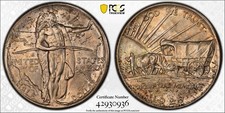 1926 50C Oregon Trail Commemorative Half PCGS MS65 Gold Shield - Gem Toner picture