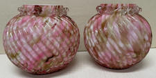 2 Vgt Matching Frank Welz Bohemian Pink Multi Color Splatter Vases 5