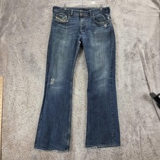 Diesel Jeans Mens 32x32 Blue Zathan Regular Bootcut Distressed Made Italy 0071S picture