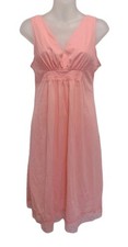 Vintage 70s Coquette Babydoll Nightgown Pink Lace JCPenney Nylon Slip Dress S picture