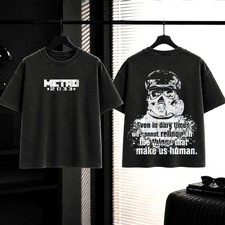 Metro 2033 Vintage Washed Oversized T-Shirt Vintage Game Graphic Tee picture