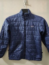 Patagonia Jacket Kids M Blue Nano Puff Brick Quilt Zip Mock Outdoor Primaloft picture