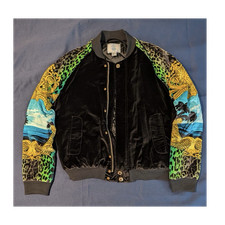 Versace for H&M Women’s Bomber Jacket Black/Multicolor Animal Print M Zip Lined picture
