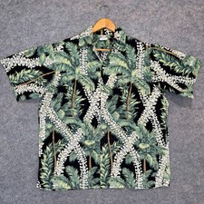 Vintage Go Barefoot Hawaiian Aloha Shirt Mens Large Palm Trees Flowers Camp USA picture