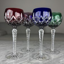 Set Of 4 AJKA Crystal Cut  ARABELLA Stemmed Wine Hock Glasses 8.25