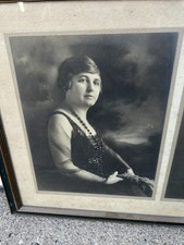 2 Gorgeous Antique Photos Roaring 1920’s Flapper Girl Framed Under Glass picture