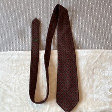 dunhill Men's Woven Silk and Wool Tie Burgundy Green Paisley Pointed Logo Accent picture