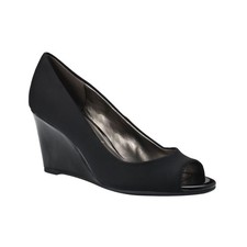 Women's Bandolino Tufflove Peep Toe Wedge Pumps Black picture