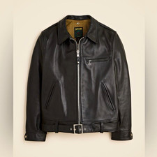Schott Men's Size S Black Biker Jacket Zip Closure Buckle Short New Tags picture