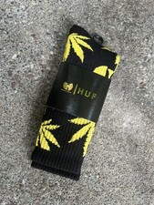 2014 HUF x WUTANG PLANT LIFE SOCKS BLACK/YELLOW BRAND NEW ONE PAIR OS picture