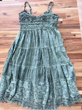 Scandal Italy- Green Cotton And Silk Dress - One Size picture