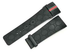 26mm I-Gucci 114-2 Genuine OEM Replacement Black Rubber Band Gucci YA114207 NEW picture