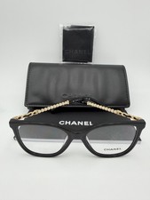 Chanel Eyeglasses  3441 Q A 622 Black Gold pearls 54 17 140 leather New picture