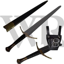 Mercenary Sword Replica 15th Century Full Tang 1065 Steel Brass Guard + Frog picture