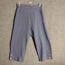 Habitat Women's Large Purple Check Pull On Wide Leg Cropped E-Waist Pants picture