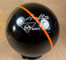 UNDRILLED Vintage AMF Amflite Magic Circle Bowling Ball Black Red Stripe 12 LB picture
