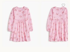 New CREWCUTS JCREW Girls Size 6 Long-Sleeve Pink Bow Dress Shiny picture