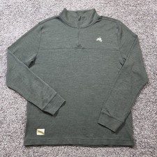 Tracksmith Sweater Mens XL Green Downeaster 1/4 Zip Pullover Merino Wool Blend  picture