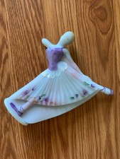 Fenton Art Glass Blue Burmese Ballerina #361/700 Made (purple Top And Flowers) picture