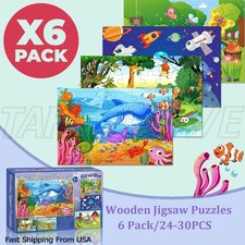 Puzzles for Kids, 6-Pack Educational Wooden Jigsaw Set for 3-5 Years Old Toddler picture