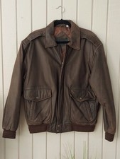 Roundtree and Yorke Brown Leather Bomber Flight Jacket Men’s Size L picture