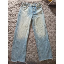 Zara Pale Blue Boyfriend Jeans with Raw Hem picture