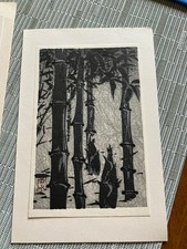 WATANABE JAPANESE WOODBLOCK PRINT NOTECARD BAMBOO (untitled) GAKUSUI IDE picture