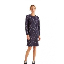 Boden Navy Blue Metallic Copper Polka Dot Sweatshirt Dress US 6R NWT J0266 picture