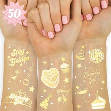 xo, Fetti Golden Birthday Temporary Tattoos - 50 gold styles | Medium, Gold  picture
