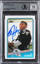 Raiders Bo Jackson Signed 1988 Topps #327 Rookie Card Auto 10 BAS Slabbed picture