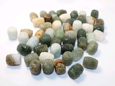 48 Vintage Antique Hand Carved Burma Jade Beads Estate Lot  picture