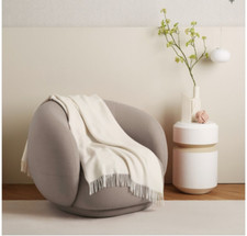 NEW FRETTE  Kent Wool Throw Blanket IVORY Cream  Home GIFT Decor  Made IN ITALY picture