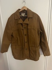 Vintage 90s Barn Coat J. Crew Men's Brown Chore Field Jacket Flannel Lined L  picture