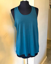 Athleta Essence Tie Back Tank Teal Women’s L Racerback Seamless Odor Control picture