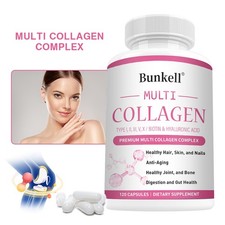 Anti-Aging Skin Collagen Peptides Type I, II, III, V, X 2000mg Hair 120 Capsules picture