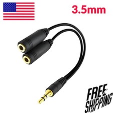 3.5mm AUX Audio Mic Splitter 1 Male to 2 Female Gold Plated Headphone Cable picture