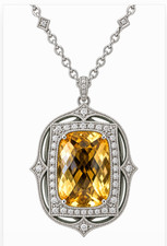 Rarities Catherine the Great Citrine & Champagne Diamond Pendant Necklace NIB picture