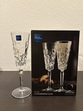 Lyngby Glas Etna Champagne Flutes Set of 4 Crystal Glass Denmark 1940 NEW picture