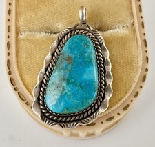 VTG Dorothy Secatero Signed Native American Navajo Blue Sterling Pendant Read picture