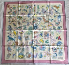 HERMÈS🌹SALE🌹Silk Scarf90 Caractèristick DOUBLE-SIDED Pink Blue Ecru RARE NIBWT picture