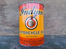 Vintage Indian Motorcycle Oil Early Version 5 Color Quart Can Springfield Mass picture