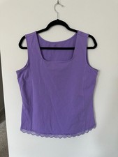 Coldwater Creek Purple Square Neck Tank Top with Lace Trim Size L picture
