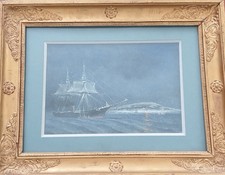 Antique original Russian marine Watercolor 