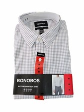 Bonobos Men’s Slim Fit Button-Down Tech Dress Shirt Red Blue MD / MEDIUM picture