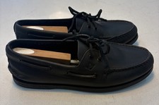 Sperry Top-Sider Men's 9.5M 2 Eye Boat Shoes Black Buck Leather picture