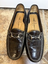 Martin Dingman Black Croc Embossed Horsebit Loafers Men’s Size 10 Made in Brazil picture