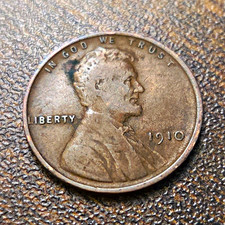 1910 Lincoln Wheat Small Cent No Mint Mark Philadelphia Business Strike Brown picture